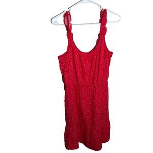 Banana Republic Dress Women's Medium Lightweight Red Sheath Sleeveless Ruffle